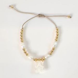 Pulsera de balin con virgen la milagrosa en nacar
