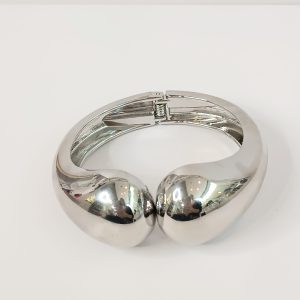 Pulsera cuff plateada de doble gota
